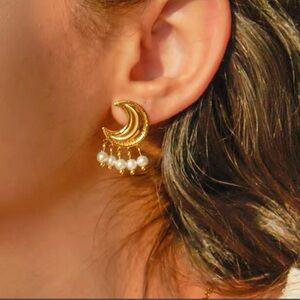 18K Gold Plated Moon Shaped Earrings